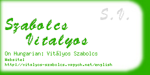 szabolcs vitalyos business card